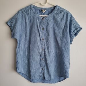 L.L. Bean Light Blue Patterned Blouse